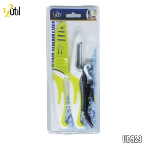 Faca, descascador e saca rolhas jg de cozinha 3pcs