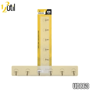 Gancheira adesiva de parede multiuso - 6 ganchos