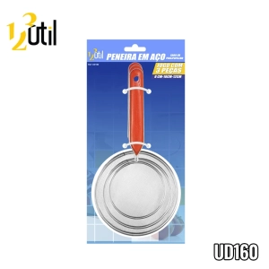 Peneira em aço inox jg c/ 3 pcs cabo poliprop.