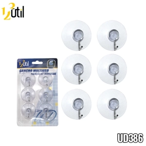 Gancho adesivo de parede transp multiuso c/ 6 pcs
