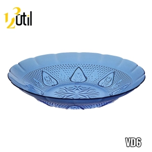 Prato fundo de vidro azul coração 9"