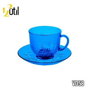 Xicara cha azul rosas 200ml 12 pcs (c/pires)