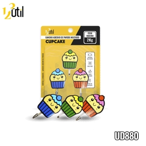 Gancho adesivo de parede cupcake 3pcs 7,5*4,5cm