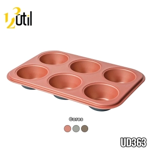 Forma de metal p/ cupcakes c/6 cavidades 26*18*3cm