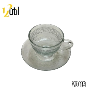 Xícara chá transp nórdica 240ml 12pçs c/pires