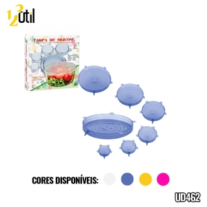 Tampa de silicone universal c/ 6pçs cores sortidas