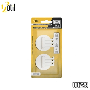 Gancho triplo adesivo de parede-articulado-2pcs