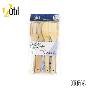Talheres em bambu kit com 4 pcs - 29cm