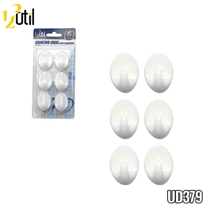 Gancho adesivo de parede oval multiuso c/ 6 pcs