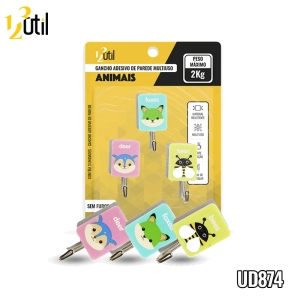 Gancho adesivo de parede - animais 3pcs 3*6cm