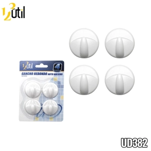 Gancho adesivo de parede redondo multiuso c/ 4 pcs