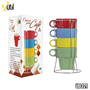 Canecas cerâmica coloridas p/café 4 pc 210ml