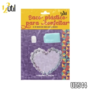Saco plastico p/confeitar e 22 bicos em aço
