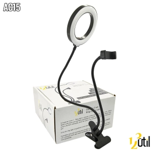 Ring light articulado com suporte para celular