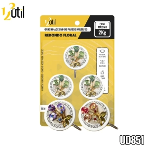 Gancho adesivo parede multiuso redondo floral 3pcs