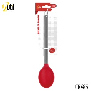 Colher de silicone c/cabo inox 32,5cm linha red
