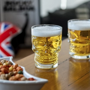 Caneca caveira de vidro transparente - 500ml