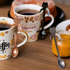 Colher gato - preta - 3,2x11,8x1,8cm - aço inox