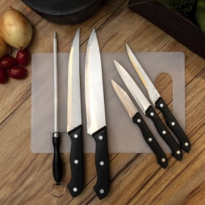 Faca inox conjunto c/7 pcs cb preto