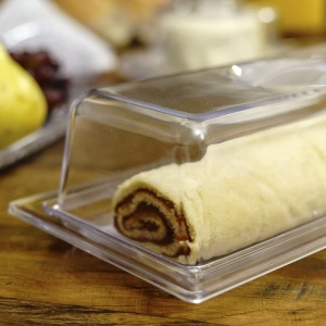 Porta rocambole c/ tampa - 15x8x28cm - ps cristal