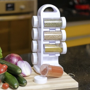 Porta tempero com 8 peças em plástico 27*14*11cm