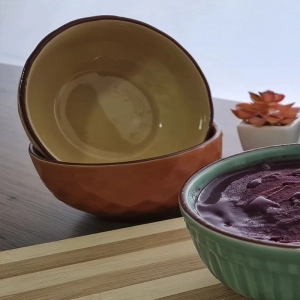 Tigela de cerâmica 450ml - cores variadas 13*6cm