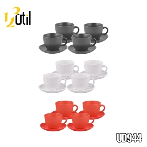 XICARA CERÂMICA COM PIRES CONJ. 8 PCS - 210ML