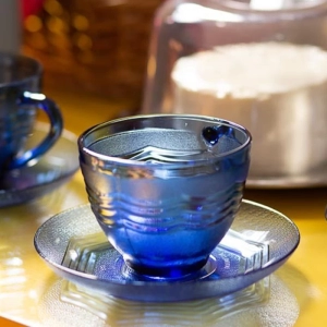 Xicara cha azul octo 240 ml 12pcs (c/ pires)