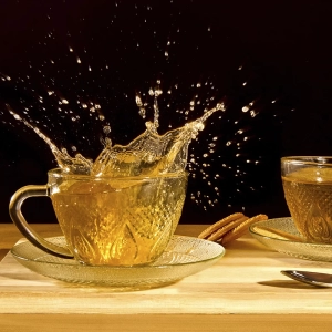 Xícara chá transparente coração 200ml 12pc c/pires